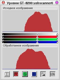 Сканирование цветного негатива. Уровни, красный канал.